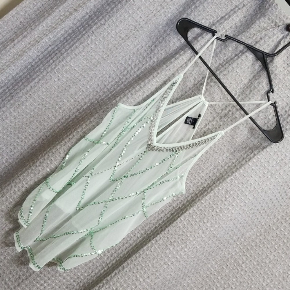 Sheer mint green tank top